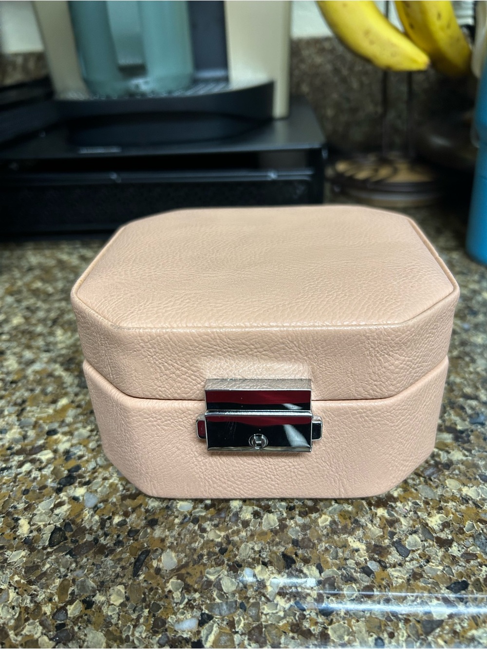 Classic Pink Leather Jewelry Box with Silver Lock
